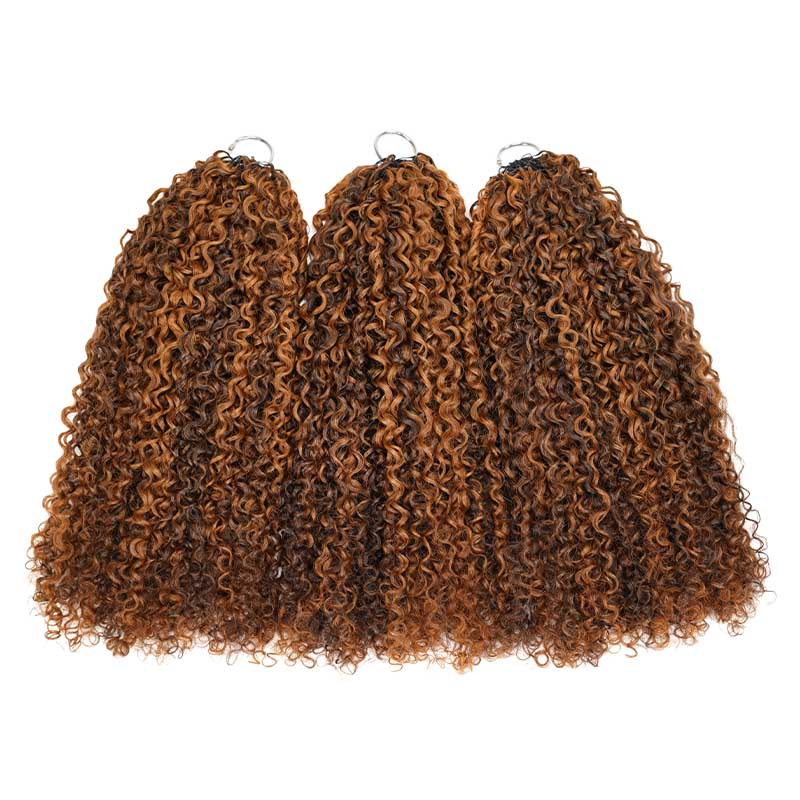 QVR Burmese Kinky Curly Feather Crochet Human Hair Highlight 