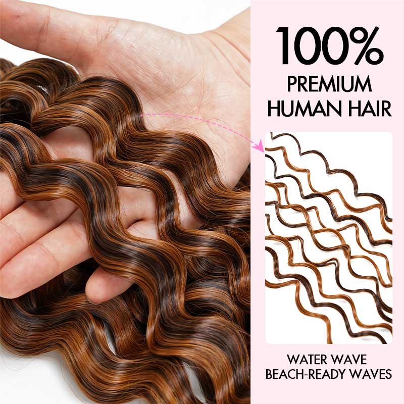 QVR Water Wave Feather Crochet Human Hair Highlight 