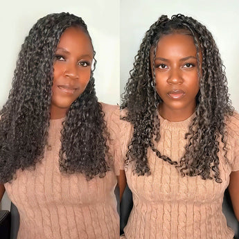 P3G5|Salt Pepper Burmese Curly Feather Crochet Weave Hair Extensions