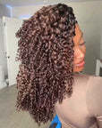 QVR Burmese Curly Feather Crochet Human Hair Ombre Brown 
