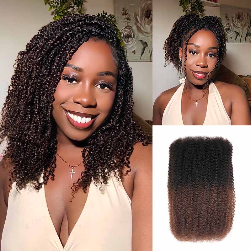 QVR Ombre Afro Kinky Bulk Braids Hair Extensions for Passion Twists &amp; Locs