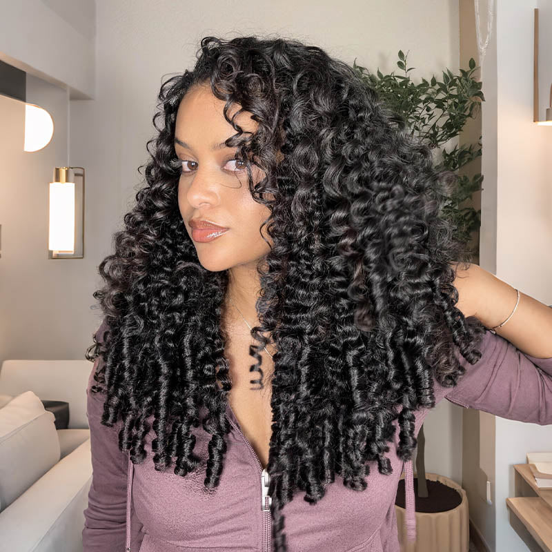 QVR Burmese Curly PU Clip In Hair Extensions 9PCS 5PCS Volumizer Human Hair