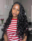 QVR Water Wave Crochet Hair Natural Black Machine Made Feather Human Hair Extension