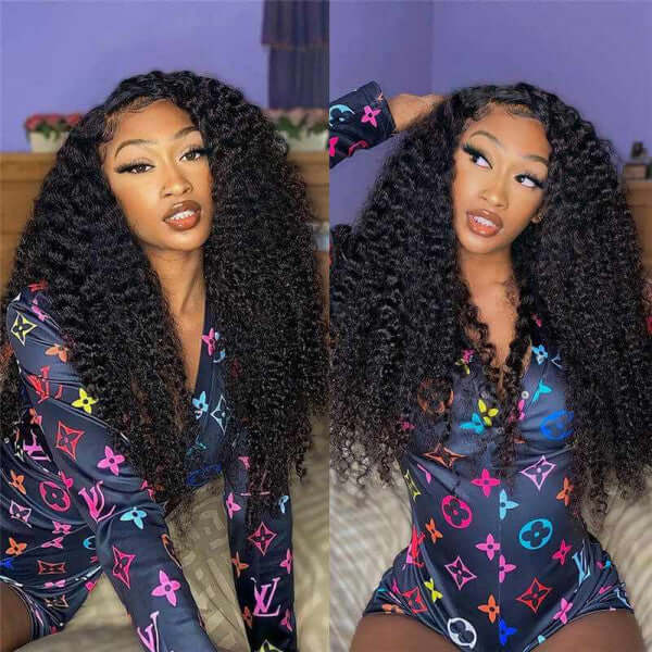 qvr hd lace wigs pre-plucked curly lace closure wig