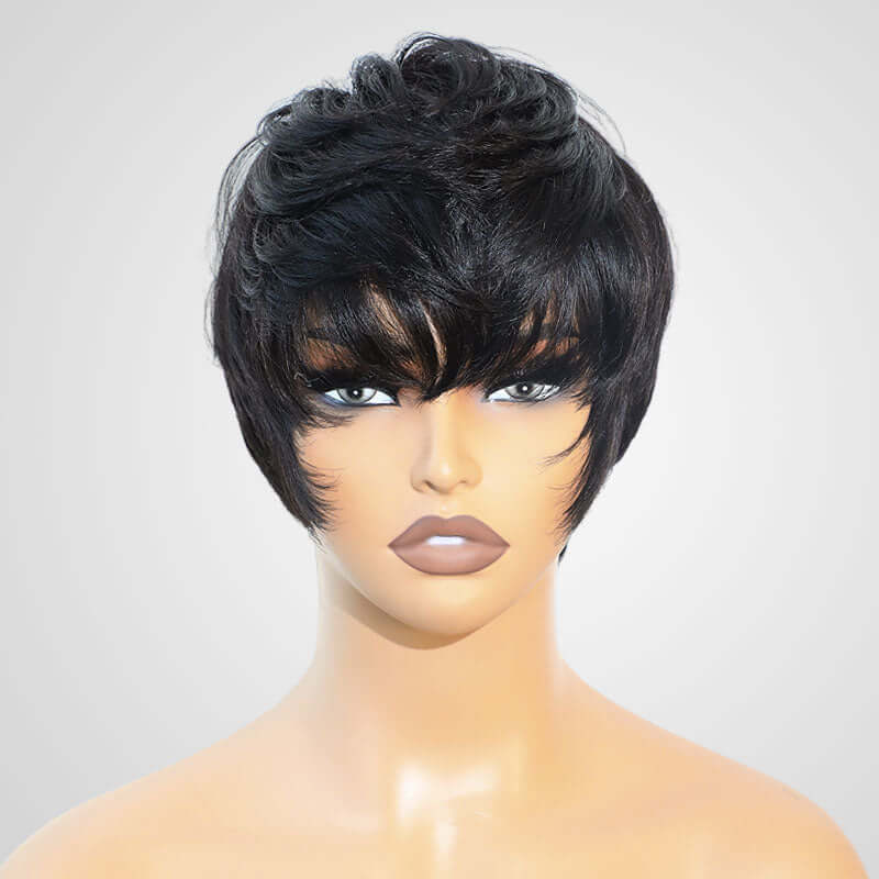 hot pixie cut wigs for black women, 100% natural human hair