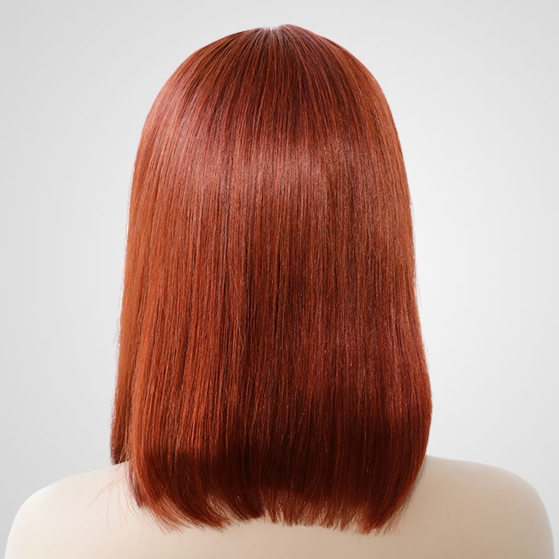 short bob wigs with orange tint, stylish straight human hair for Black women