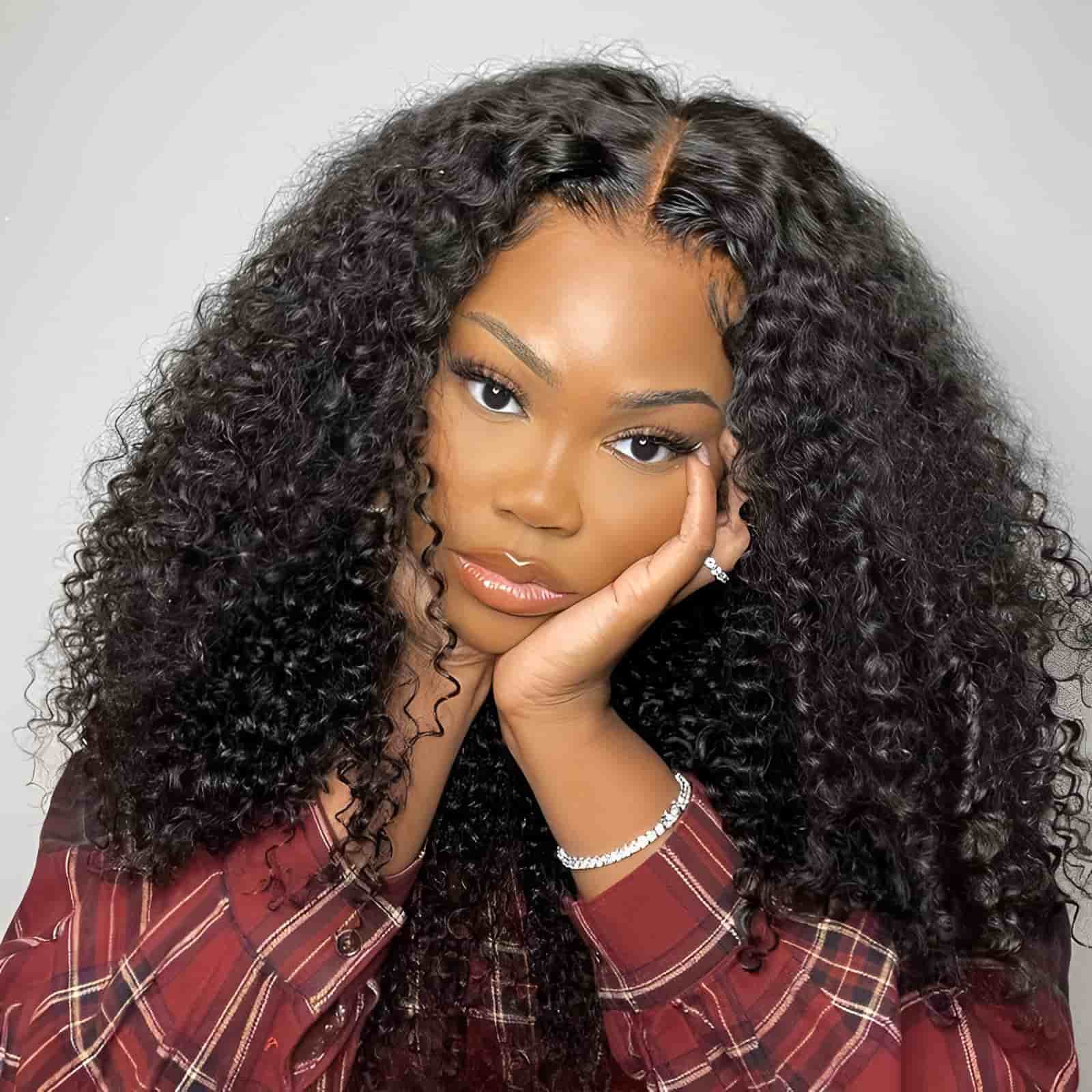 qvr hd lace wigs human hair kinky curly with transparent lace