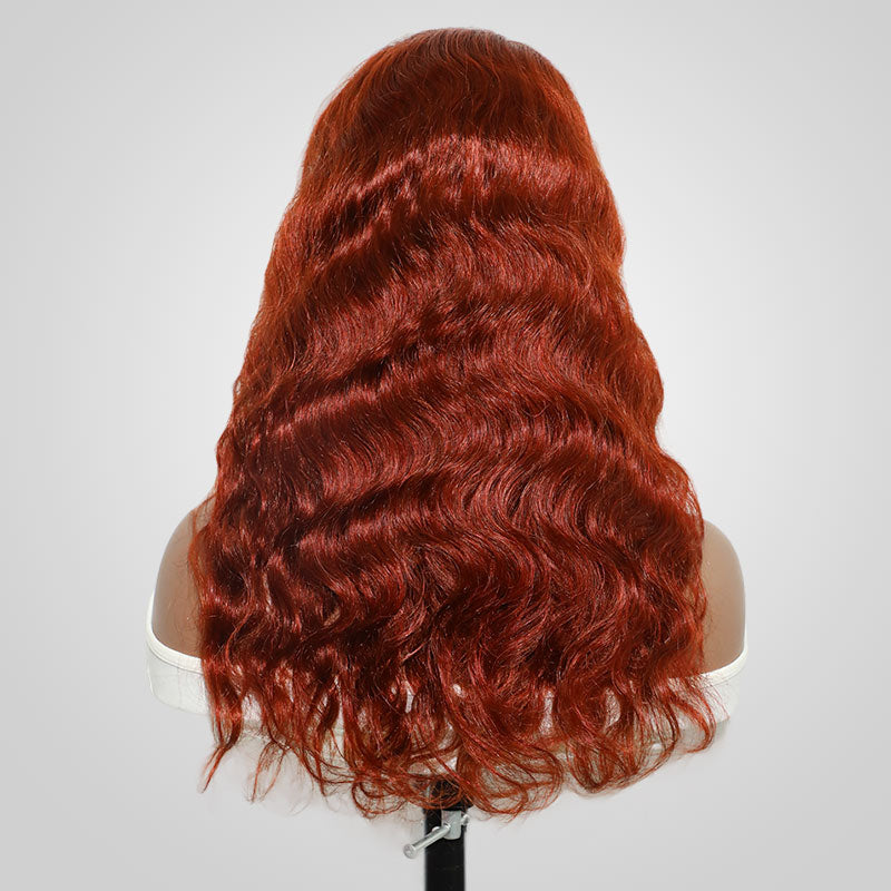 qvr wigs virgin straight human hair wig in #33a reddish brown