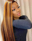 human hair wigs honey blonde straight 4x4 lace closure for trendy black women