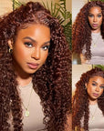 qvr wigs deep wave reddish brown lace front for black women