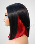glueless transparent lace wig with bold red tones