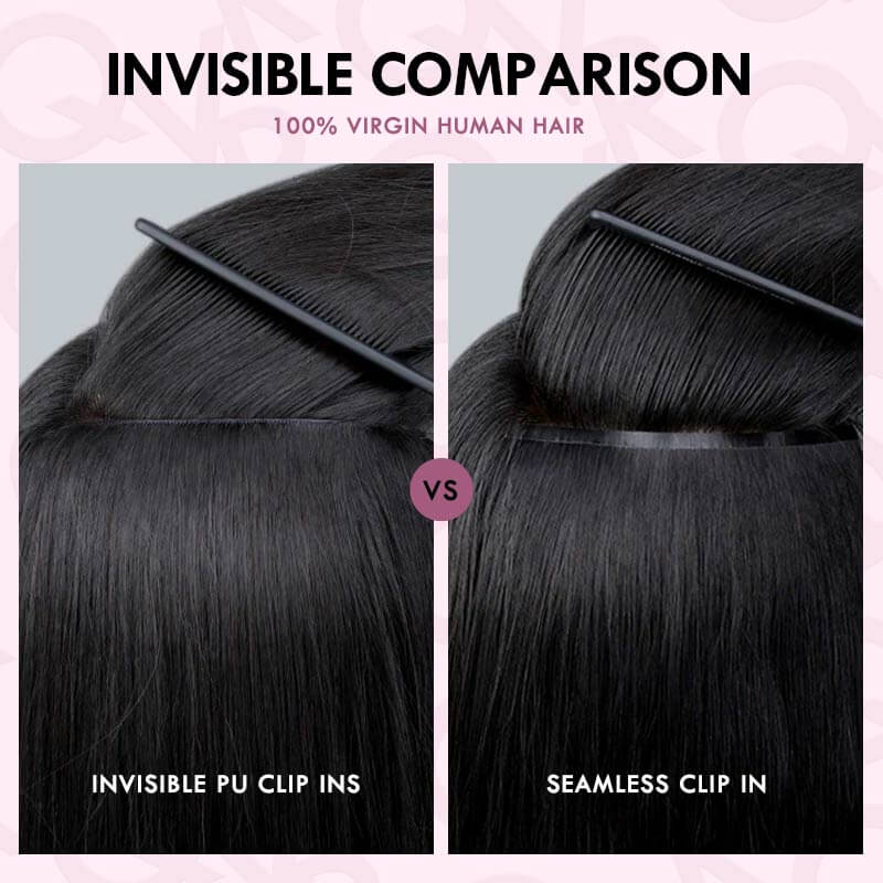 installed comparsion between normal pu clip ins and upgraded clip ins