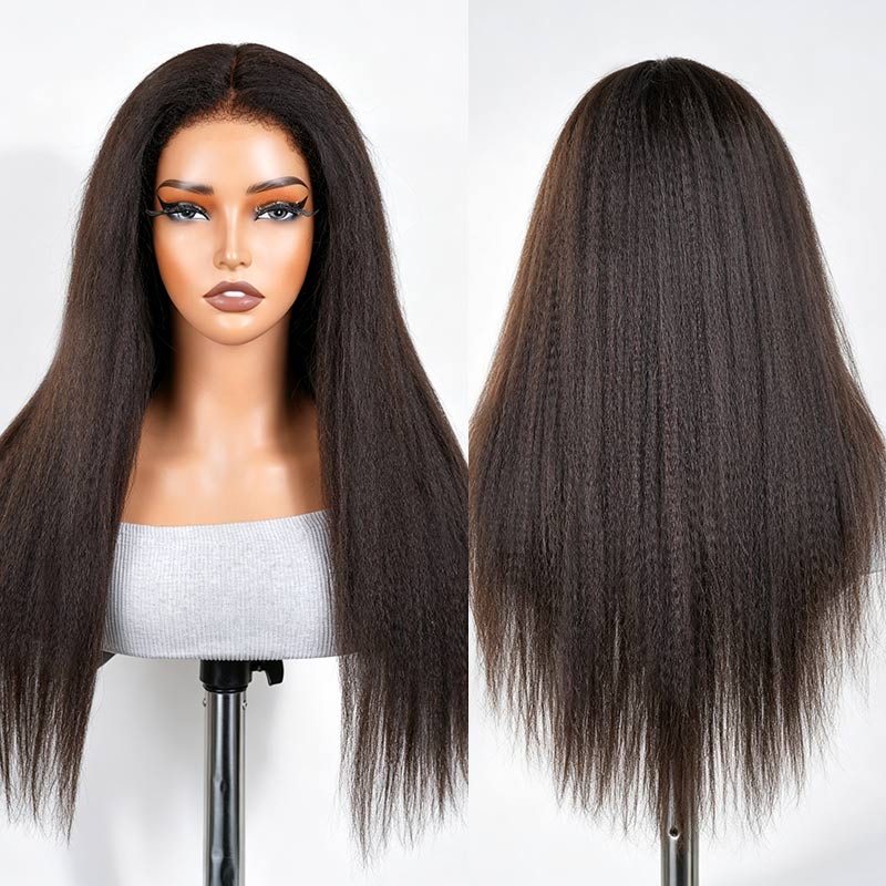QVR 4C Edges Yaki Straight 9x6 Lace Short Bob Wigs Glueless Human Hair Wig