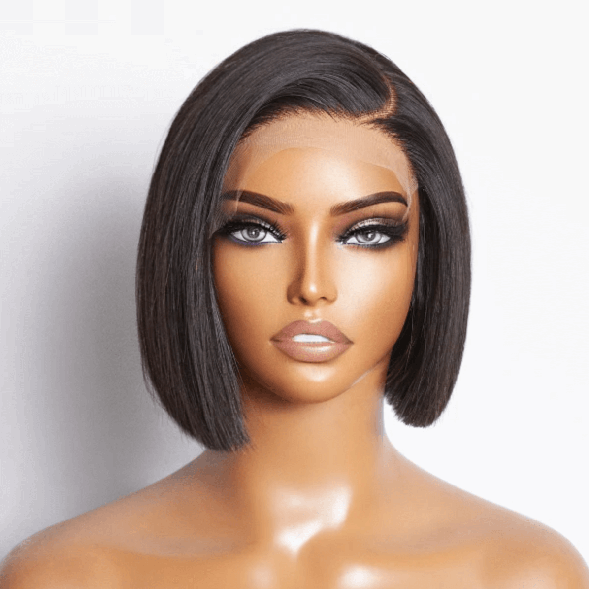 sleek blunt cut straight bob with minimalist HD lace for a chic look