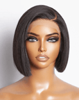 sleek blunt cut straight bob with minimalist HD lace for a chic look