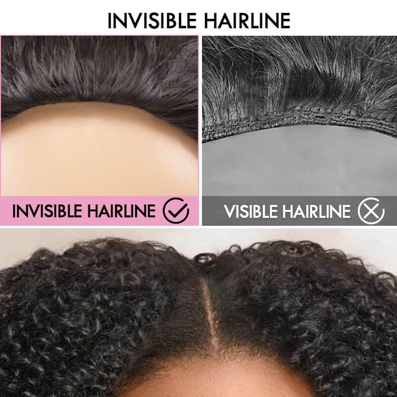 QVR Glueless Half Wig 3 In 1 Kinky Curly Human Hair Protective Hairstyle