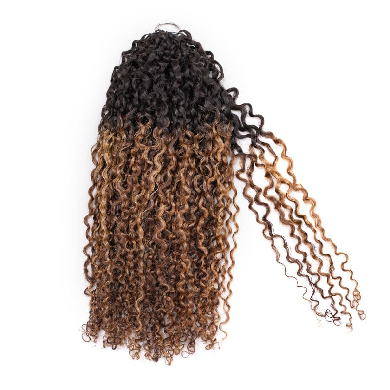 QVR Honey Caramel Mixed Highlights Feather Crochet Human Hair Tight Curly Miracle Knots Crochet Weave Hair Extensions
