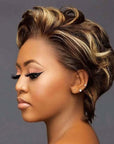 human hair wigs short pixie style with side part for bold beauty