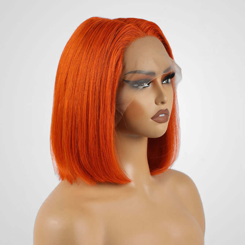 qvr wigs t lace bob wig in vibrant orange for chic black women