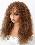 cute highlight curly glueless wigs with bangs for black women