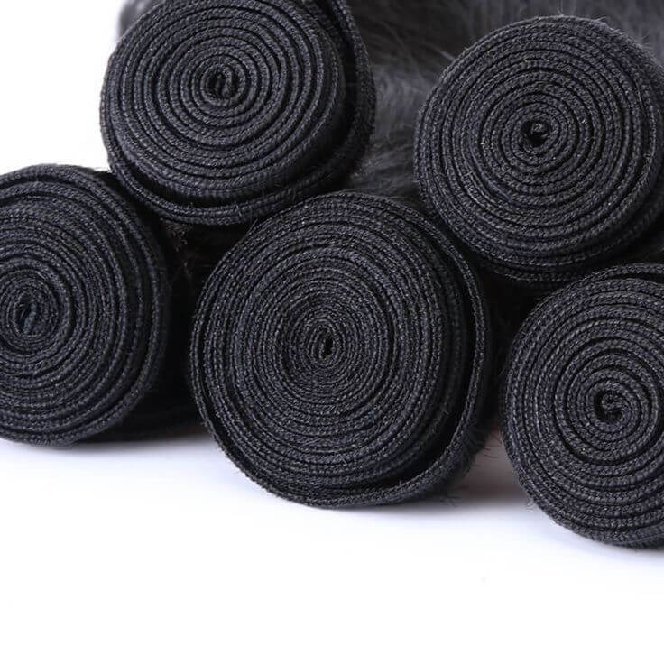 4 bundles natural black machine weft human hair weave