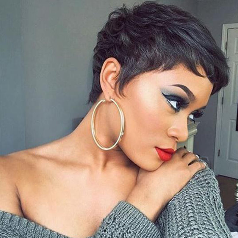 black pixie cut human hair wigs for confident queens