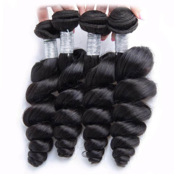 4 bundles natural black brazilian human hair bundles loose wave
