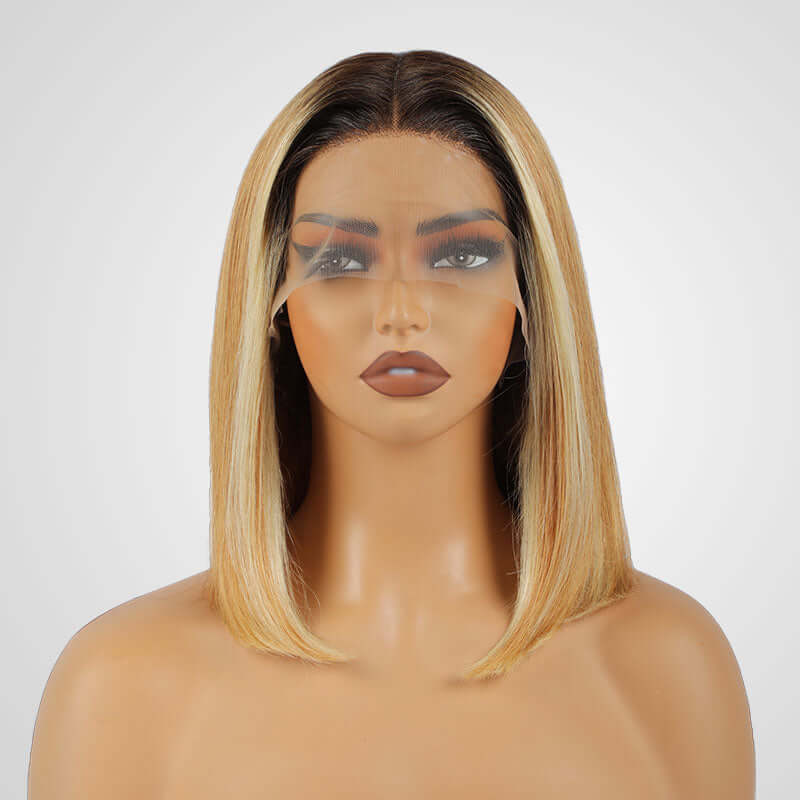 human hair wigs ombre 4/27/613 straight bob for bold black beauty