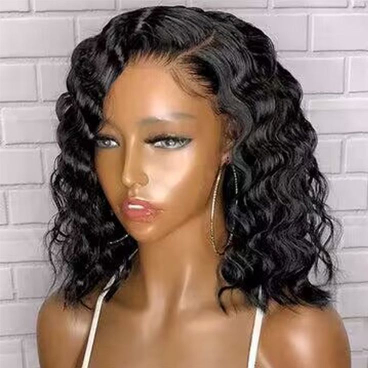 bouncy deep wave short bob wigs, glueless natural black bob wigs for melanin-rich beauty