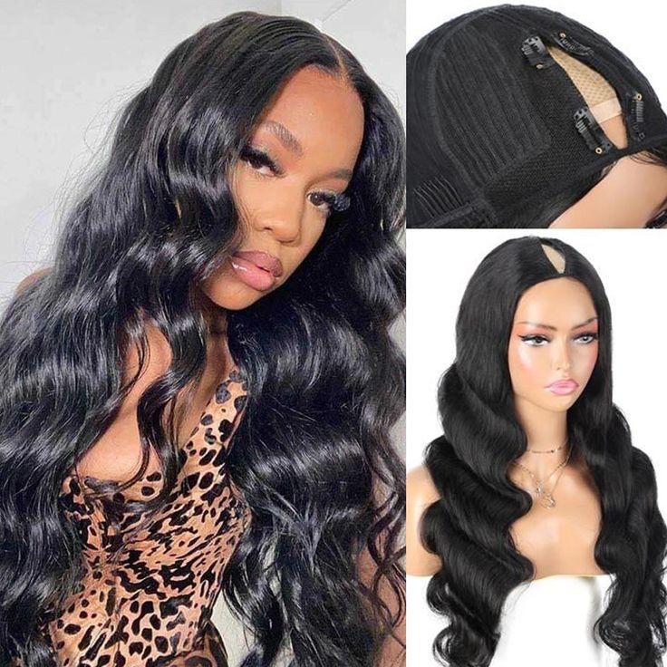 v part wigs body wave curled human hair wig