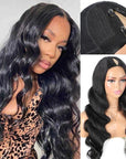 v part wigs body wave curled human hair wig