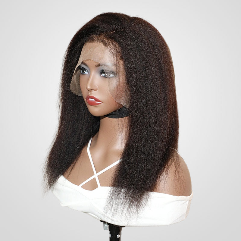 qvr wigs 13x4 lace frontal kinky straight human hair wig for women