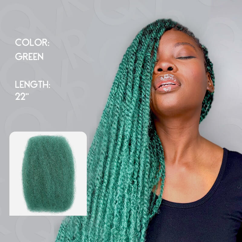 green afro kinky bulk hair extensions for braiding dreadlocks