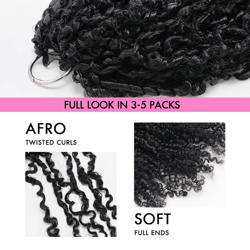 QVR Afro Twist Curly Crochet Hair Natural Black Machine Made Feather Crochet Human Hair Extension