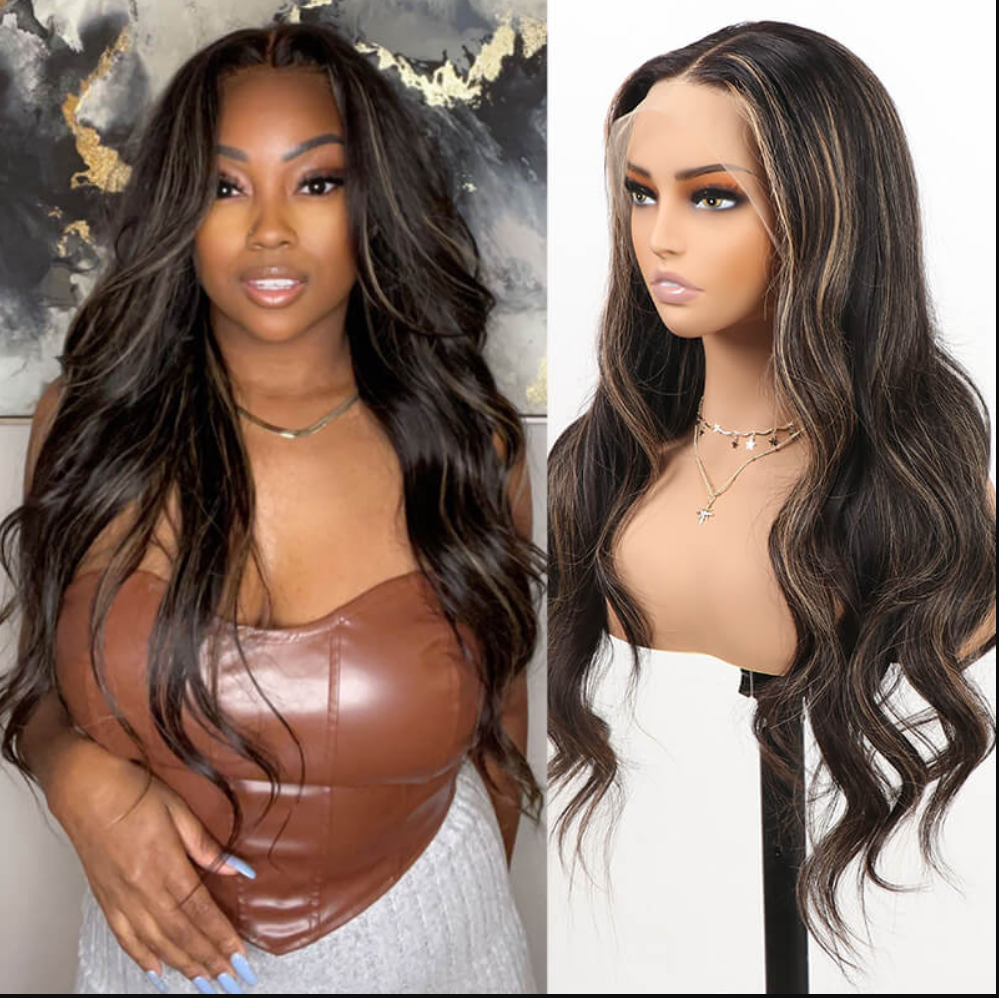 qvr wigs gold sand lace frontal straight wig, natural look