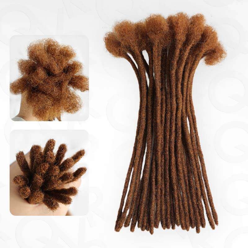 reddish brown colored human hair dreadlock extensions