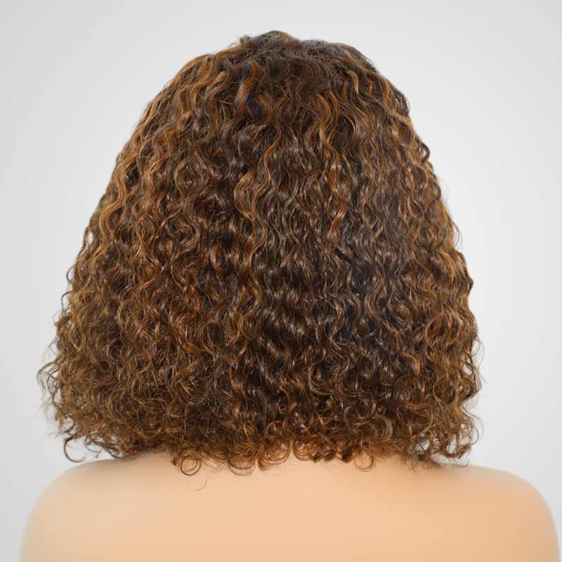 human hair bob wigs in water wave texture with chic side part