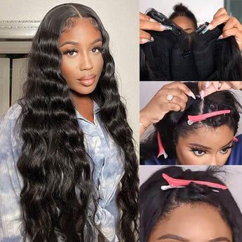 qvr natural black loose deep wave v part wig human hair 180% density beginner friendly