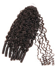 QVR Burmese Curly Feather Crochet Human Hair Dark Brown Machine Made Crochet Weave Hair Extensions