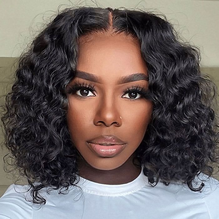 realistic lace frontal short bob wigs, soft and full human hair bob wigs for African American women