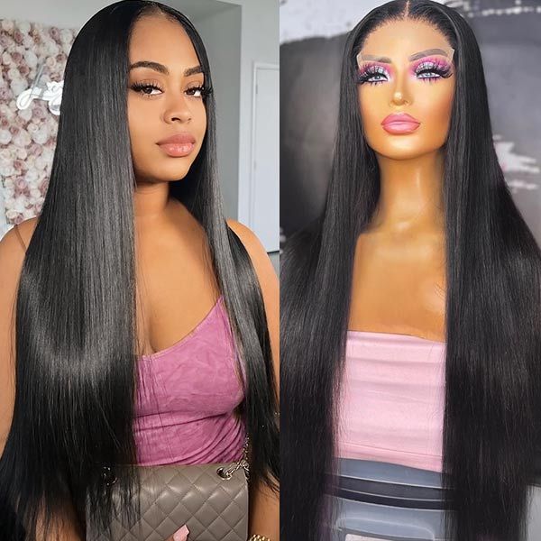 sleek straight qvr wigs with 4x4 lace frontal