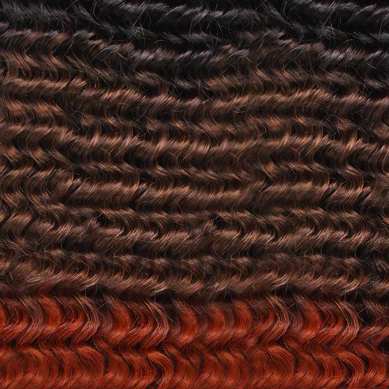 red highlight brown ombre kinky curly crochet human hair extensions