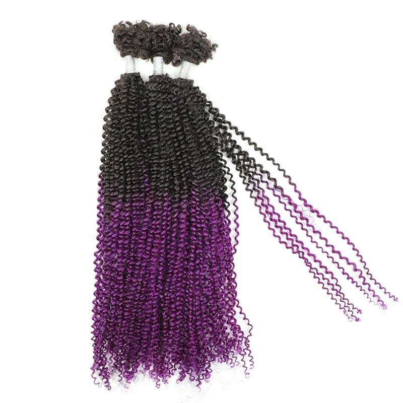 black to purple colored passion twist human briaidng hair