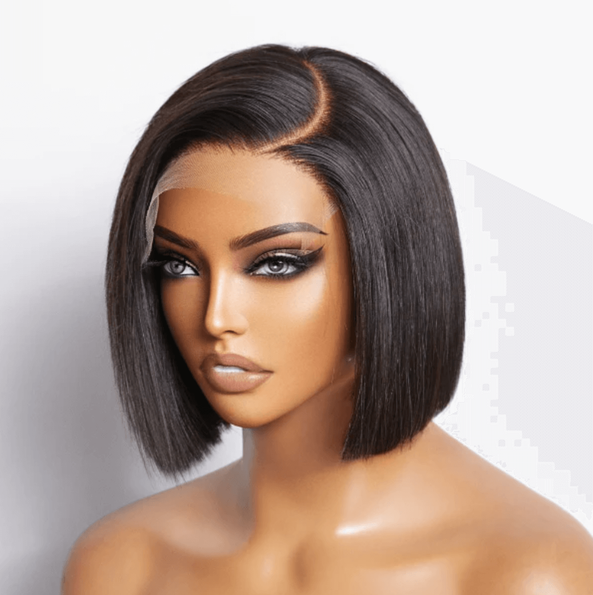 stylish straight bob wig with clean blunt cut and HD lace for a seamless look