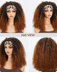 QVR Glueless Twist Curly Half Wig Invisible Hairline Ombre 