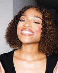 stylish deep curly ombre short bob wigs, honey brown 4x4 lace closure human hair wigs for Black women