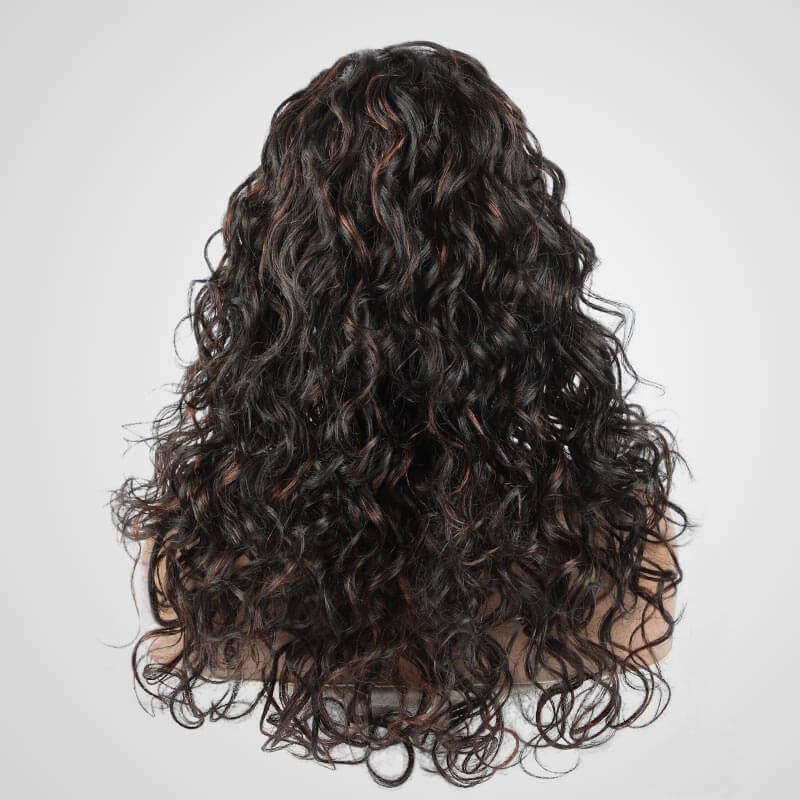 human hair lace wigs black highlights bouncy curls for confident style
