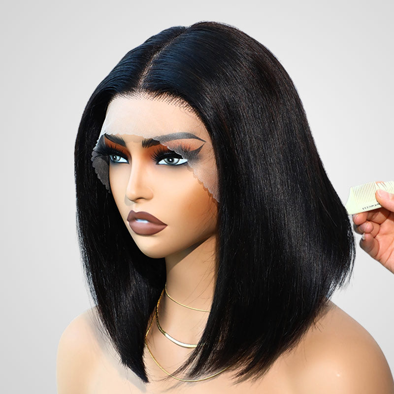 QVR glueless lace bob wig in red for everyday wear