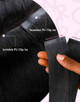 pu clip ins 100% human hair natural color