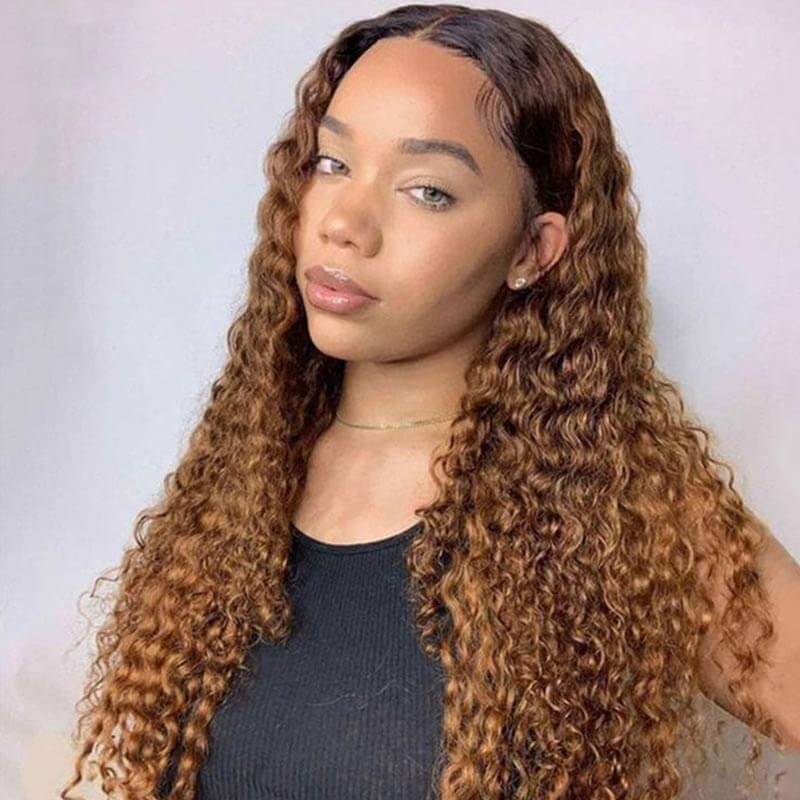 4x4 lace closure glueless human hair wigs with ombre color